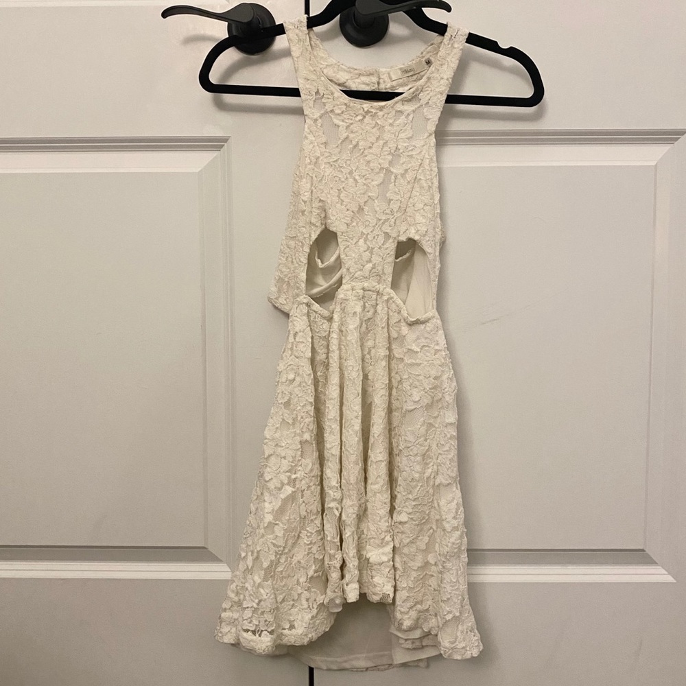 Cut Out White Lace Dress - M
